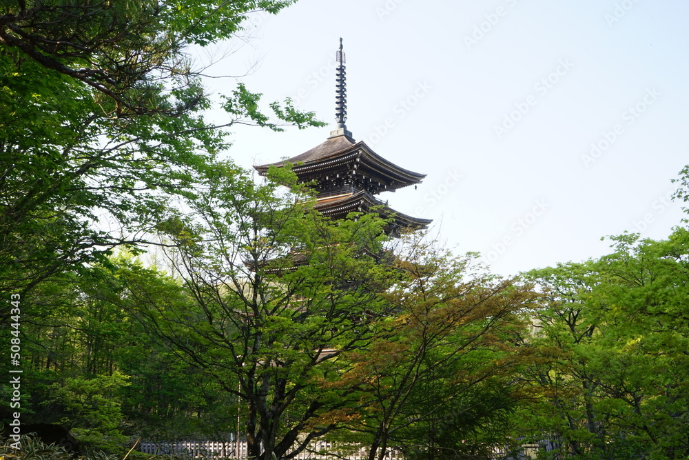 Five Storied Pagoda at Jogi Nyorai Saihoji Temple in Miyagi, Japan - 日本 宮城県 仙台 定義山 定義如来西方寺 五重塔 Five Storied Pagoda at Jogi Nyorai Saihoji Temple in Miyagi, Japan - 日本 宮城県 仙台 定義山 定義如来西方寺 五重塔