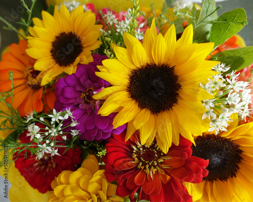 Bouquets of Flowers for Sale at a Farmers Marke