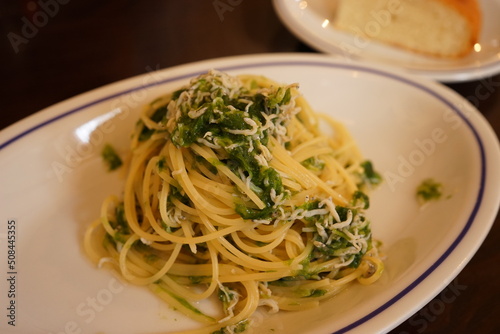Italian Food, Tiny Whitebait or Baby Sardine Fish Pasta - イタリア料理 しらす パスタ	 photo