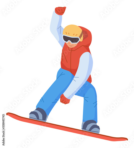 Man jumping on snowboard. Snow extreme sportsman