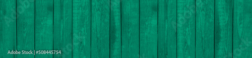  Panorama old distressed green wood texture background.
