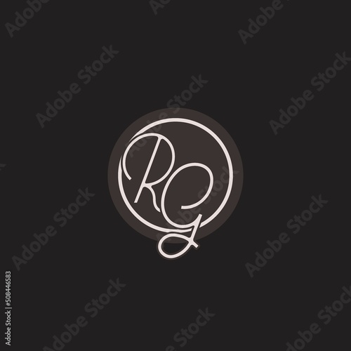 Initials RG logo monogram with simple circle line style photo