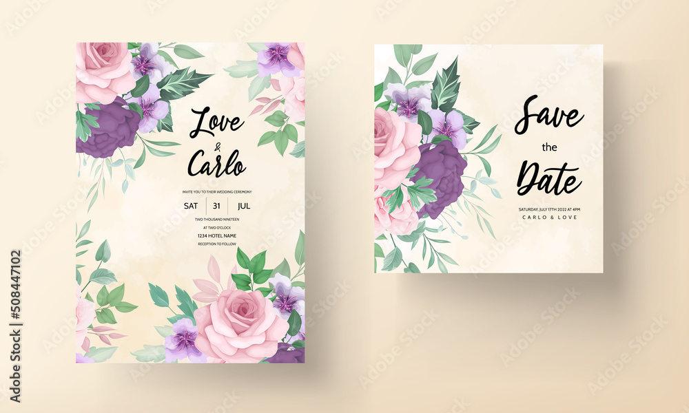 wedding invitation card with beautiful flower