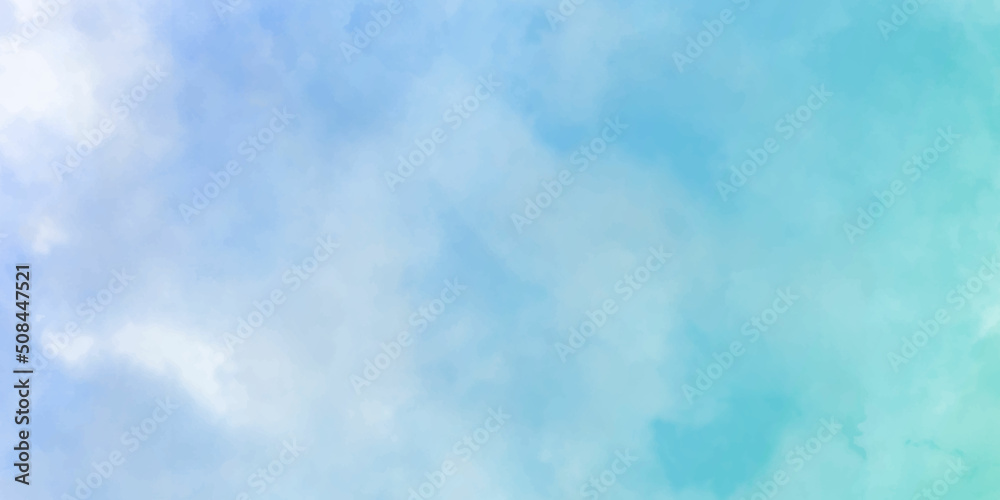 Blue sky with white cloud is freedom, vector illustrator. Blue sky and clouds Abstract design with watercolor hand-painted for nature background. Stain artistic vector used as being an element in the 