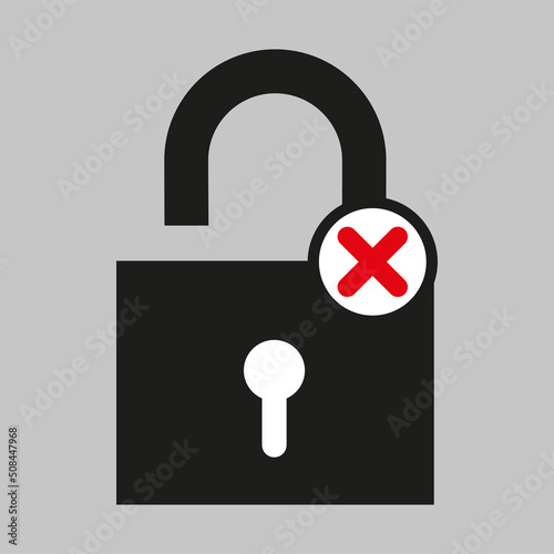 Logo black unlocked icon, isolated flat vector illustration