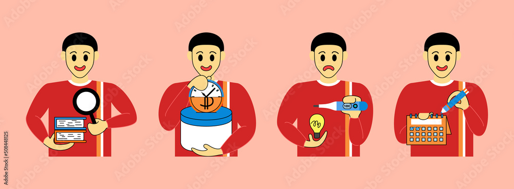 Set Business Concept illustrations. Collection of scenes with man taking part in business activities. Vector illustration Set Business Concept illustrations. Collection of scenes with man taking part in business activities. Vector illustration
