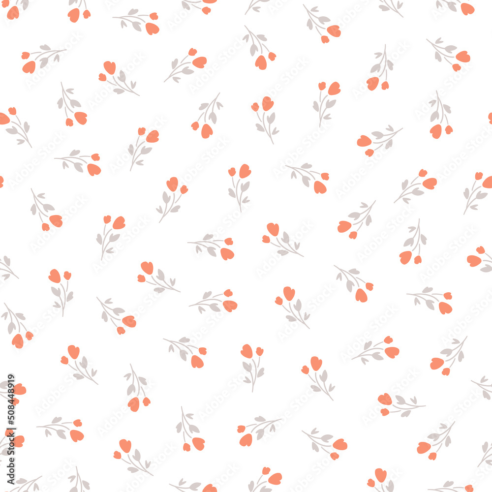 Seamless pattern with tiny roses and white background