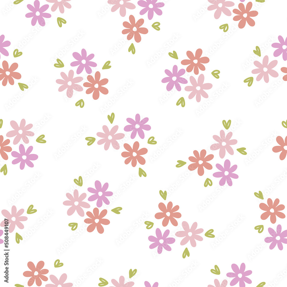 Seamless pattern with colorful flower bouquets
