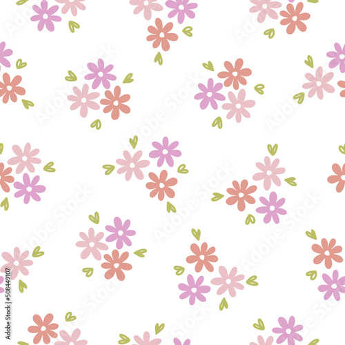 Seamless pattern with colorful flower bouquets © FRESH TAKE DESIGN