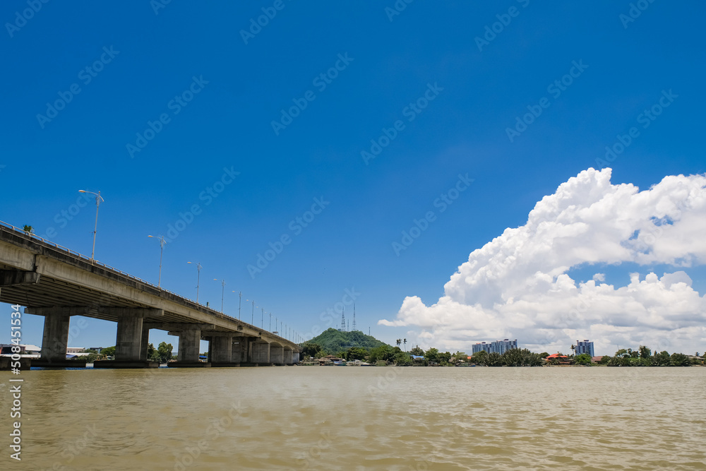 Sultan Mahmud Bridge, Kuala Terengganu, Terengganu, Malaysia, taken from a tourist boat.