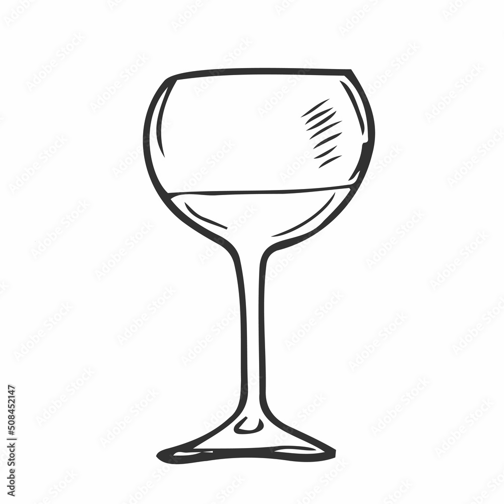 Wine glass hand drawn outline doodle icon. Vector sketch illustration of  wine glass for print, web, mobile and infographics isolated on white  background. Stock Vector | Adobe Stock