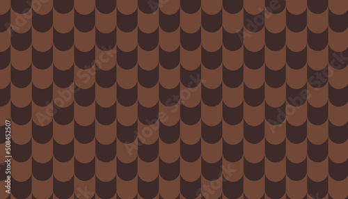 Geometric dark brown background with repetitive roof tile pattern seamless. Vintage color concept. Vector illustration.