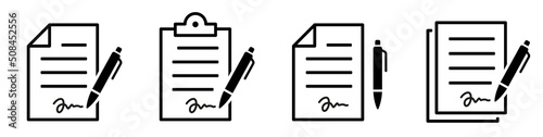 Fotobehang Document with pen icon set
