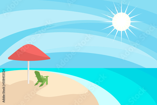 beach, sea, sun. Umbrella, deck chair, recreation, vacation, ocean, 
island