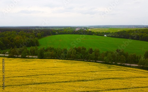 Aerial view of rural agricultural fields