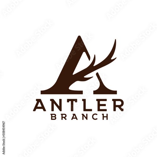 letter A antler or branch logo