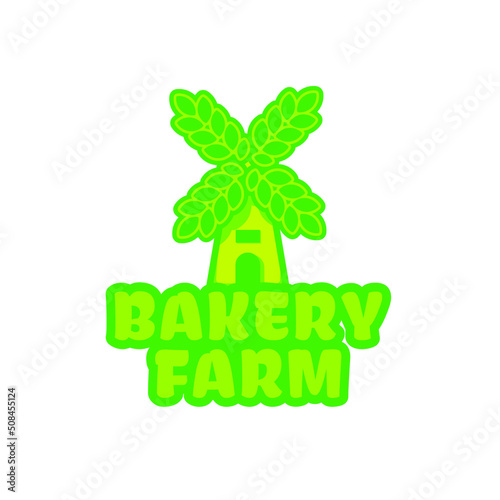 Green Bakery Shop logo with buckwheat windmill