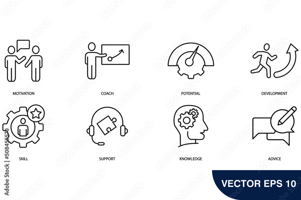 coaching icons set . coaching pack symbol vector elements for infographic web