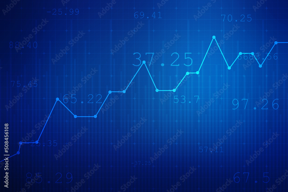 Naklejka premium Business Growth graph on technology background, Futuristic raise arrow chart digital transformation abstract technology background. Big data and business growth currency stock and investment economy