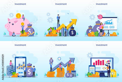 Business investment concept. Financial growth rising up to success.