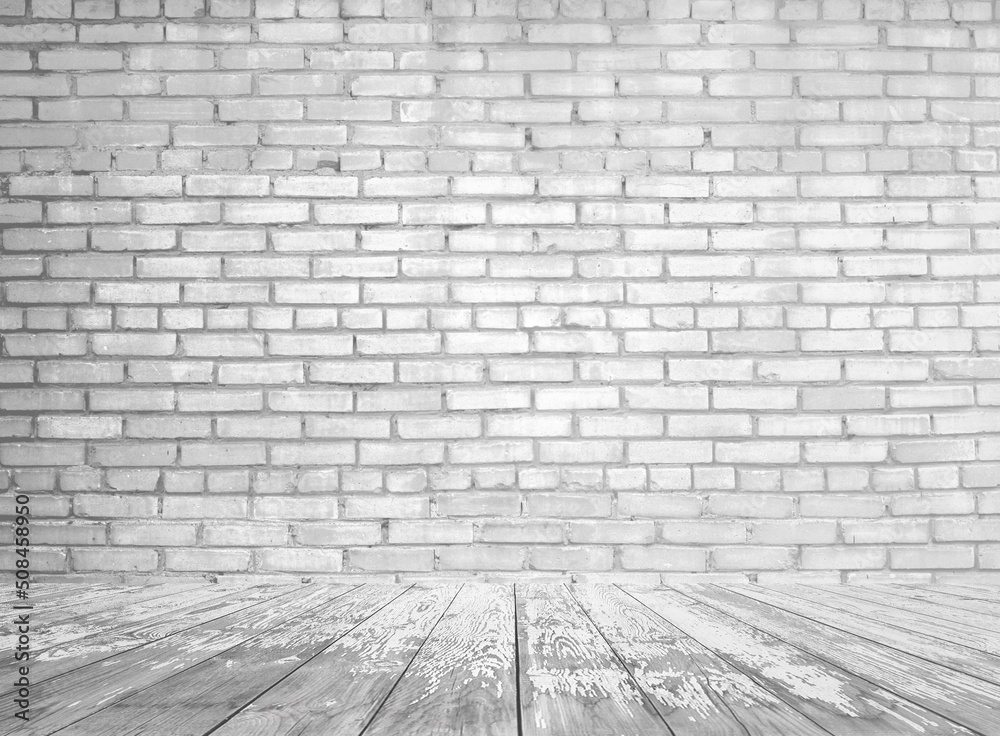 Fototapeta premium gray interior with brick wall
