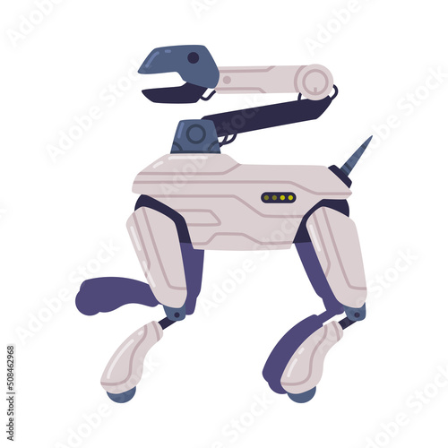 Metal Robot Machine with Limbs for Labor Automation Vector Illustration