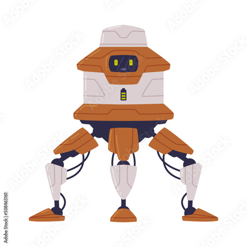 Metal Robot Machine with Limbs for Labor Automation Vector Illustration