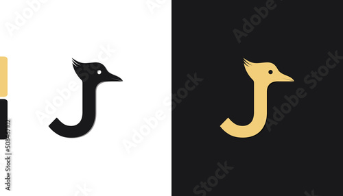 creative letter with head bird concept.