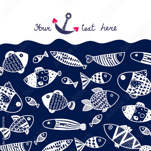 Cute postcard with decorative fish.