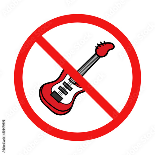 No Electric Bass Sign on White Background