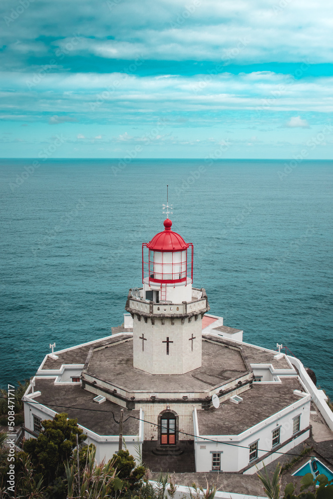 lighthouse on the coast, Azores lighthouse on the coast, Azores