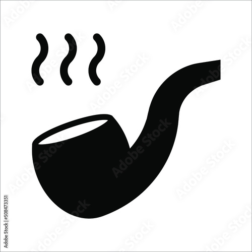 smoking pipe doodle icon. vector illustration on white background.