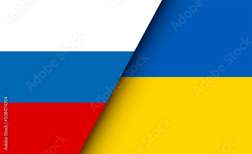 Russian and Ukrainian flag as a symbol of brotherhood. Stop the war  Russian-Ukrainian conflict. Vector illustration. 