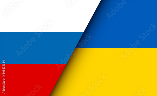Russian and Ukrainian flag as a symbol of brotherhood. Stop the war! Russian-Ukrainian conflict. Vector illustration. 