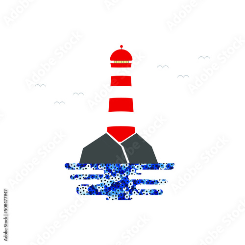 Vector line icon of a vintage lighthouse, logo or label, design element for your project. Sequin elements.