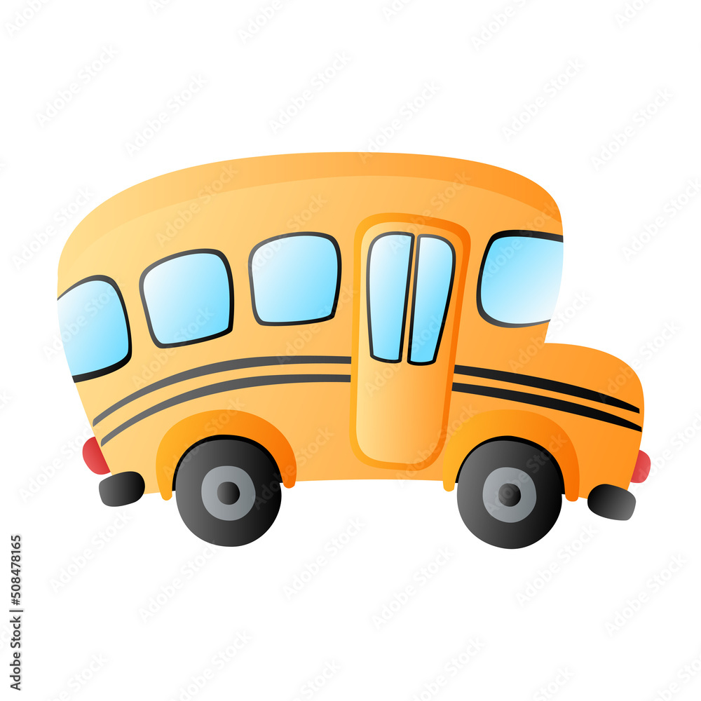 cartoon gradient transportation school bus vector isolated element