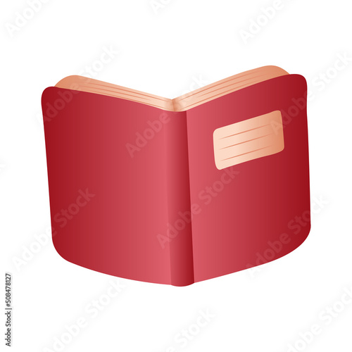 cartoon gradient red cover opened book vector isolated element