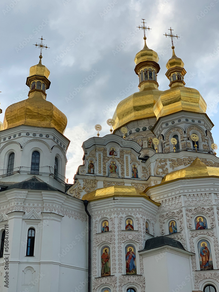 Dormition Cathedral of Kiev Pechersk Lavra Monastery Complex, Ukraine. Religion concept	