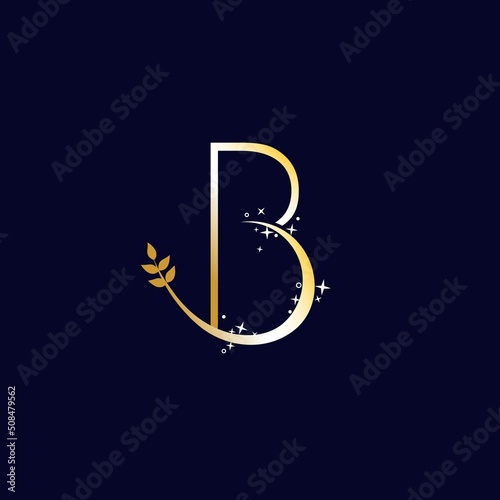 Modern luxury b icon golden logo abstract letter symbol design isolated template