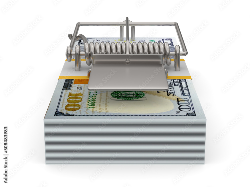 mousetrap on white background. Isolated 3d illustration