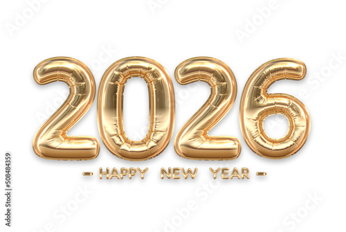 2026 Happy New Year  Golden Balloon Banner
