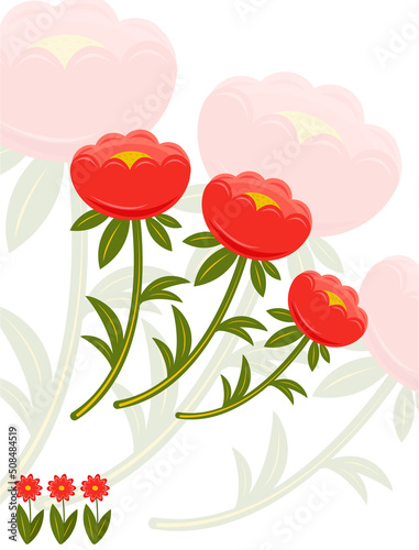 bright colorful illustration red flowers for printing on any materials 02