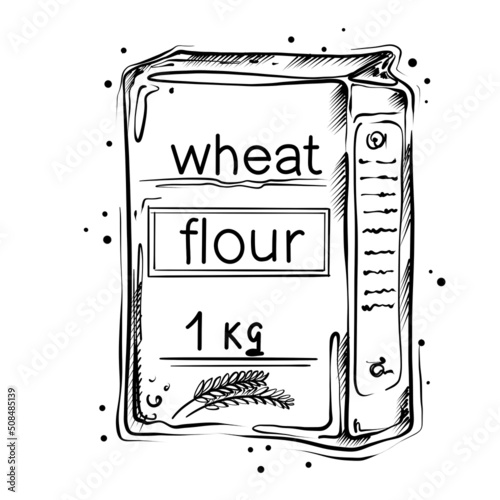 Flour in a pack of doodles isolated on a white background
