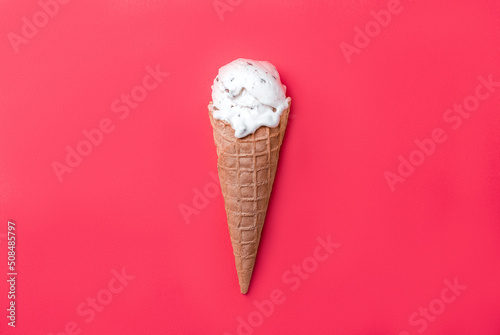 Ice cream in a waffle cone isolated