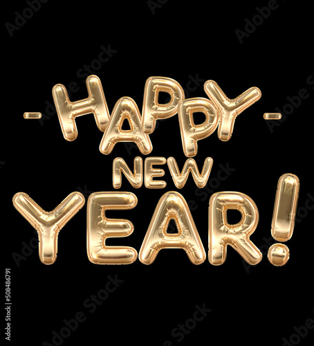 Happy New Year Golden Balloon Banner