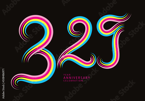 329 number design vector, graphic t shirt, 329 years anniversary celebration logotype colorful line,329th birthday logo, Banner template, logo number elements for invitation card, poster, t-shirt.