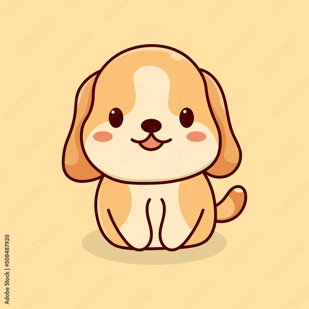 Obraz premium Cute Doodle Dog Sitting. Cartoon Character Illustration