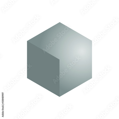 Cube 3D gray vector icon. 3d cube icon. Projection of a cube from three sides. Isometric cube.