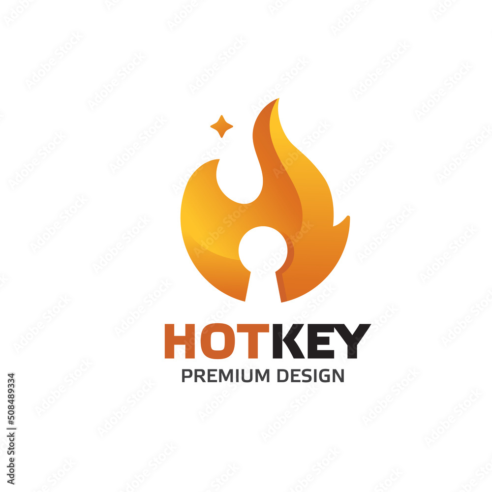 Obraz premium hot key logo, Fire flame key logo icon.