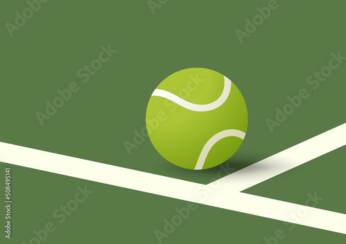 Tennis balls. Tennis balls on green background with a shadow. Vector illustration.